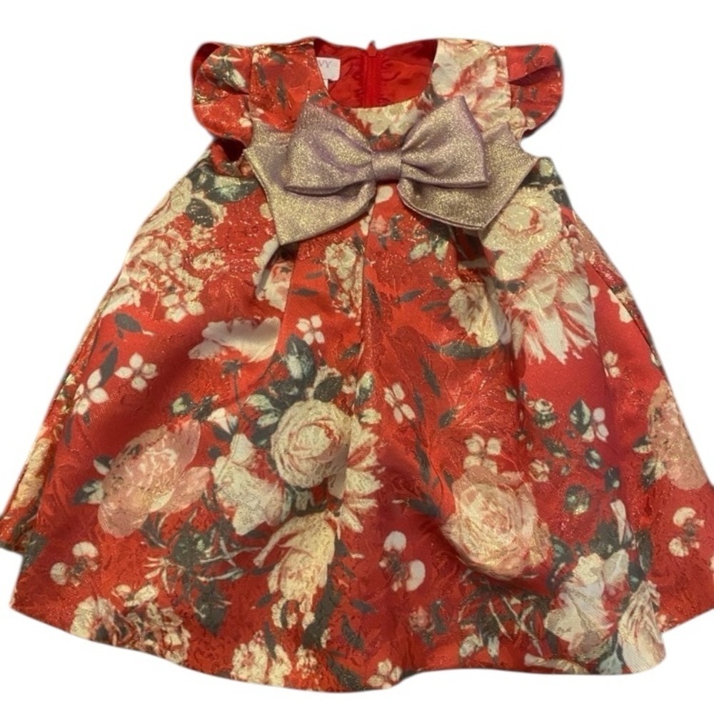Party Holiday Dress Red Gold Shimmer Green New Size 12 months
